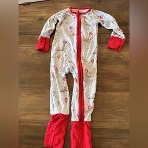 Charming Red and White Kids Footie Pajamas